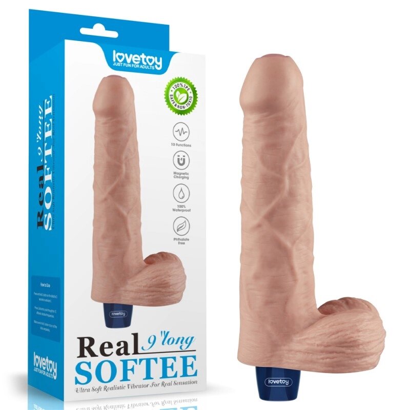 Мультишвидкісний Масажер  Real Softee Rechargeable Vibrating Dildo 9.0 від компанії Elektromax - фото 1