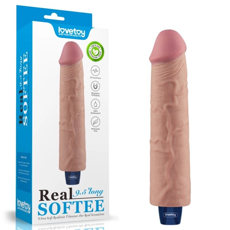 Мультишвидкісний Масажер  Real Softee Rechargeable Vibrating Dildo 9.5 від компанії Elektromax - фото 1