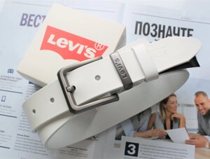 Чоловічий шкіряний ремінь Levis білий