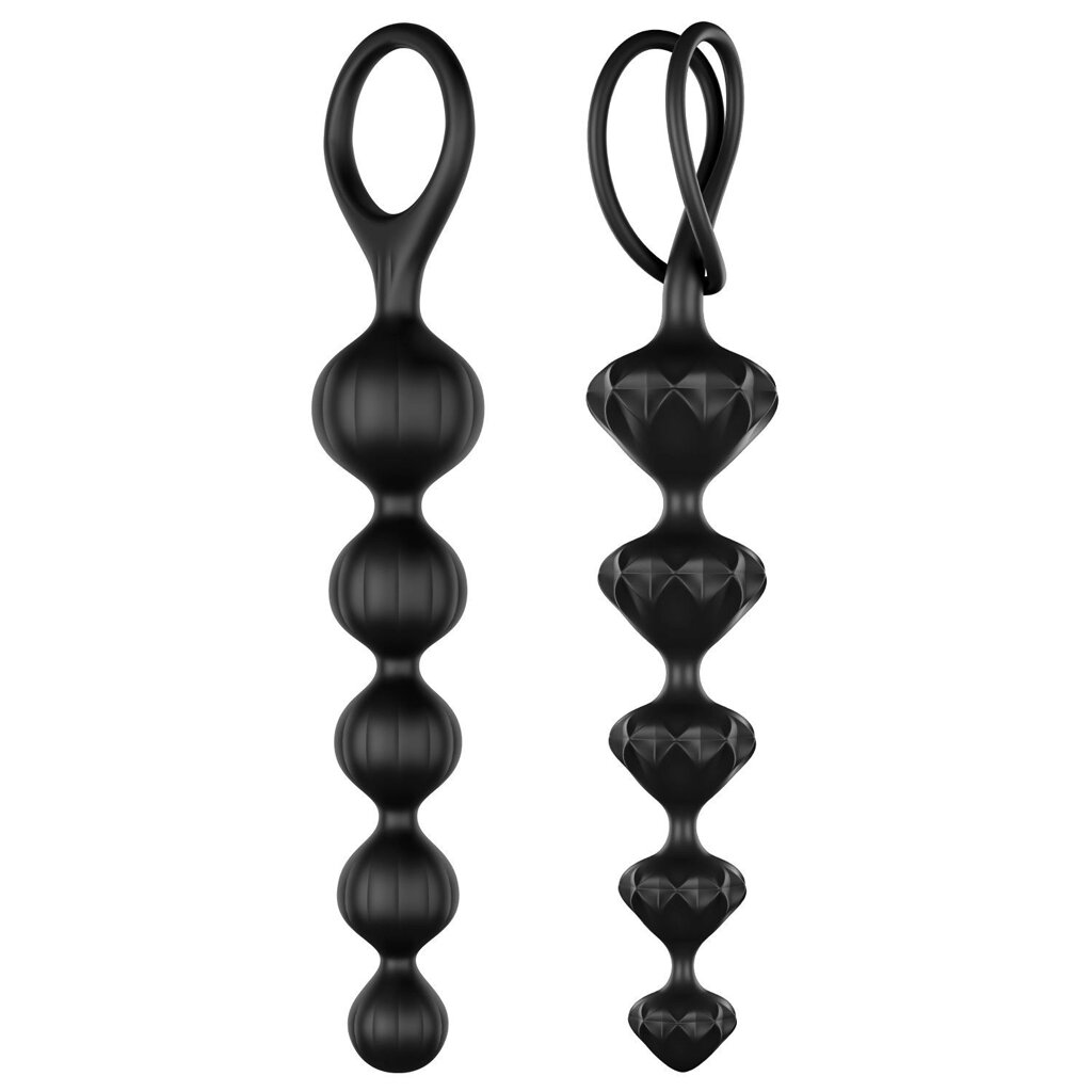 Набір анальних намистин Satisfyer Beads Black, силікон, макс. діаметр 3,3 см та 3,5 см від компанії Elektromax - фото 1