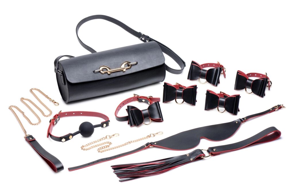 Набір БДСМ з дорожньою сумкою Master Series: Bow — Luxury BDSM Set With Travel Bag, 11 предметів від компанії Elektromax - фото 1