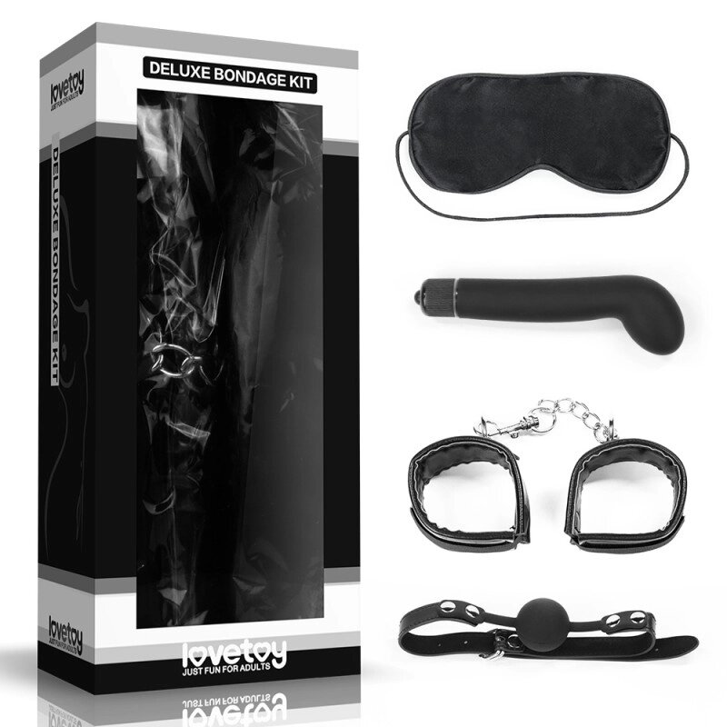 Набір для сексуальних бдсм ігор Deluxe Bondage Kit ( маска, g-вібратор, наручники, кляп ) від компанії Elektromax - фото 1