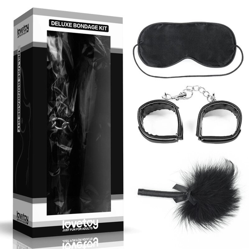 Набір для уальних ігор Deluxe Bondage Kit (маска, наручники, тиклер) від компанії Elektromax - фото 1