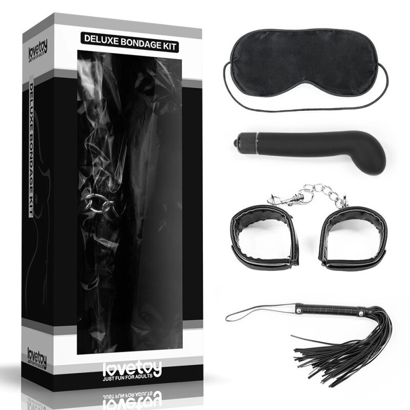 Набір для уальних ігор   ігор Deluxe Bondage Kit (маска, Масажер , наручники, батіг) від компанії Elektromax - фото 1