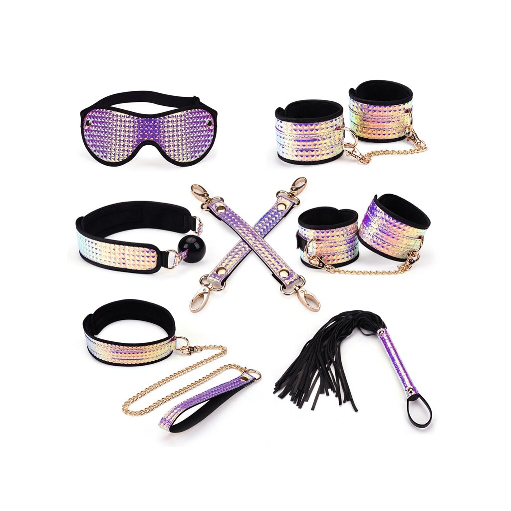 Набір Liebe Seele Pink G lossy 7pcs Bondage Kit, фіксатори, нашийник з повідцем, кляп, флогер, маска від компанії Elektromax - фото 1