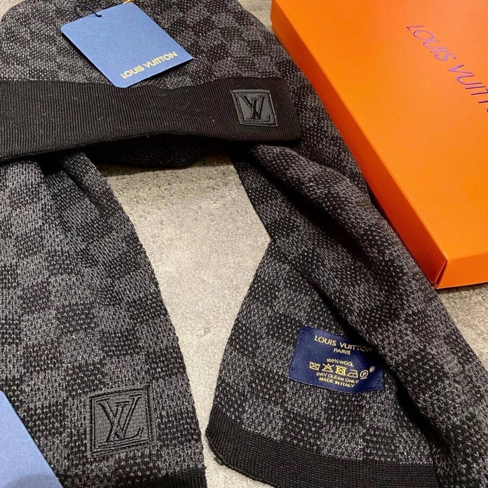 Набір Louis Vuitton Damier Graphite шарф + шапка gu001 від компанії Elektromax - фото 1