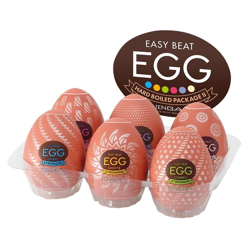 Набір мастурбаторів-яєць Tenga Egg Hard Boilded II Pack (6 яєць), щільний TPE, опукла текстура від компанії Elektromax - фото 1