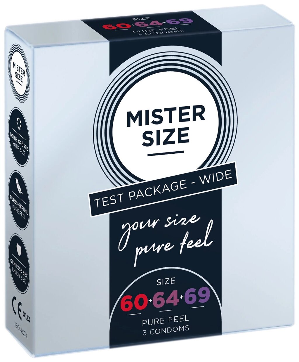 Набір презервативів Mister Size - pure feel - 60–64–69 (3 condoms), 3 розміри, товщина 0,05 мм від компанії Elektromax - фото 1