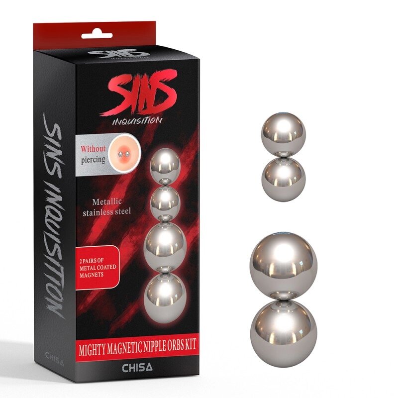 Набор могучих магнитных шаров для сосков Sins Inquisition від компанії Elektromax - фото 1