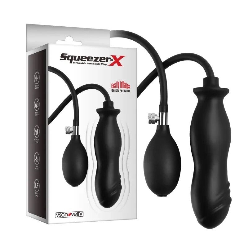 Надувна анальна пробка Squeezer-X Inflatable Penis Butt Plug від компанії Elektromax - фото 1