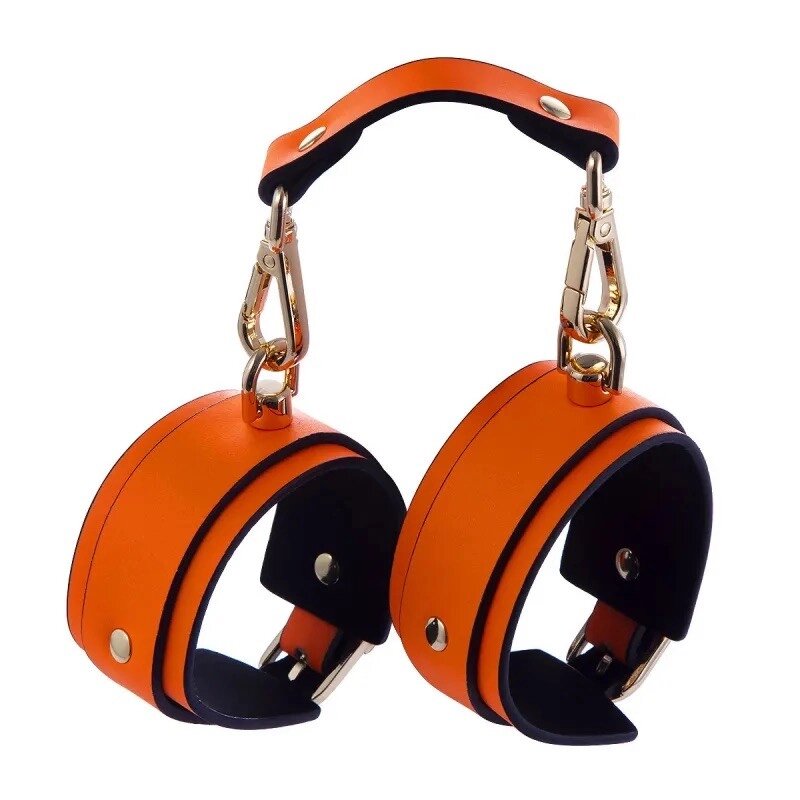 Наручники для ігор   ігор Glow in the Dark Leather Hands Cuffs Orange від компанії Elektromax - фото 1