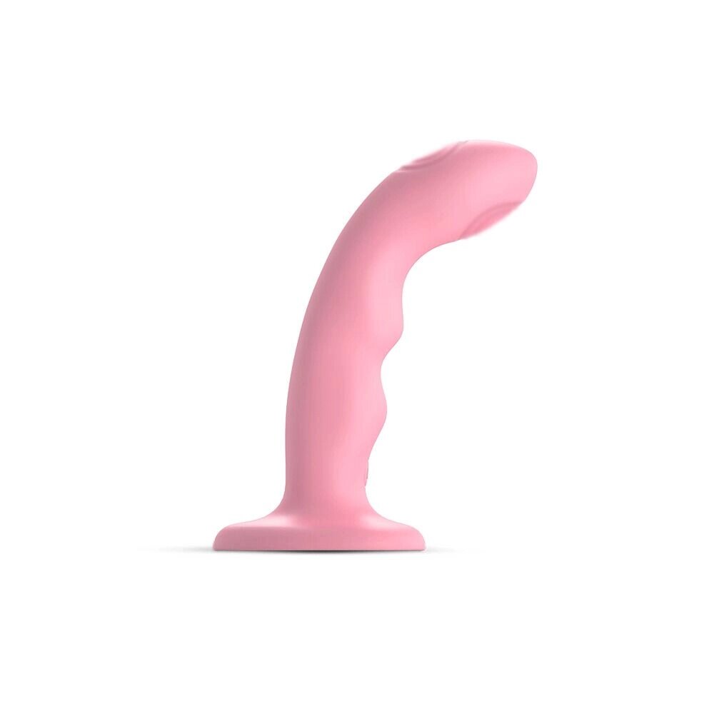 Насадка для страпона з подвійною точковою пульсацією Strap-On-Me TAPPING DILDO WAVE – CORAL PINK, М від компанії Elektromax - фото 1