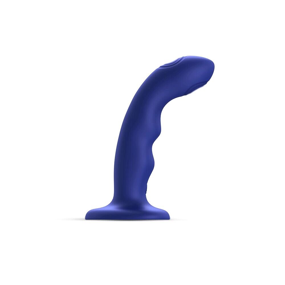 Насадка для страпона з подвійною точковою пульсацією Strap-On-Me TAPPING DILDO WAVE – NIGHT BLUE, М від компанії Elektromax - фото 1