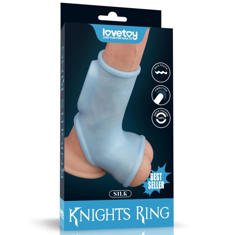 Насадка на нього   Vibrating Silk Knights Ring with Scrotum Sleeve Blue від компанії Elektromax - фото 1