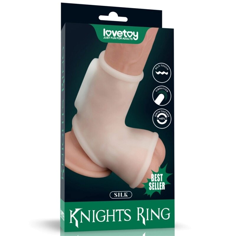 Насадка на нього   Vibrating Silk Knights Ring with Scrotum Sleeve від компанії Elektromax - фото 1