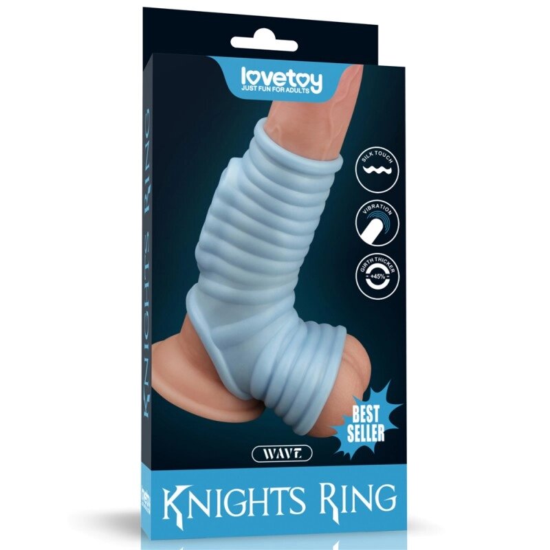 Насадка на нього   Vibrating Wave Knights Ring with Scrotum Sleeve Blue від компанії Elektromax - фото 1