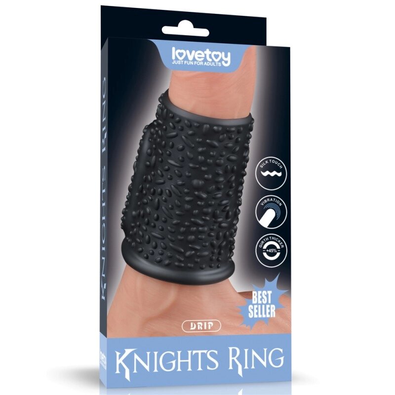 Насадка на пеніс Vibrating Drip Knights Ring Black від компанії Elektromax - фото 1