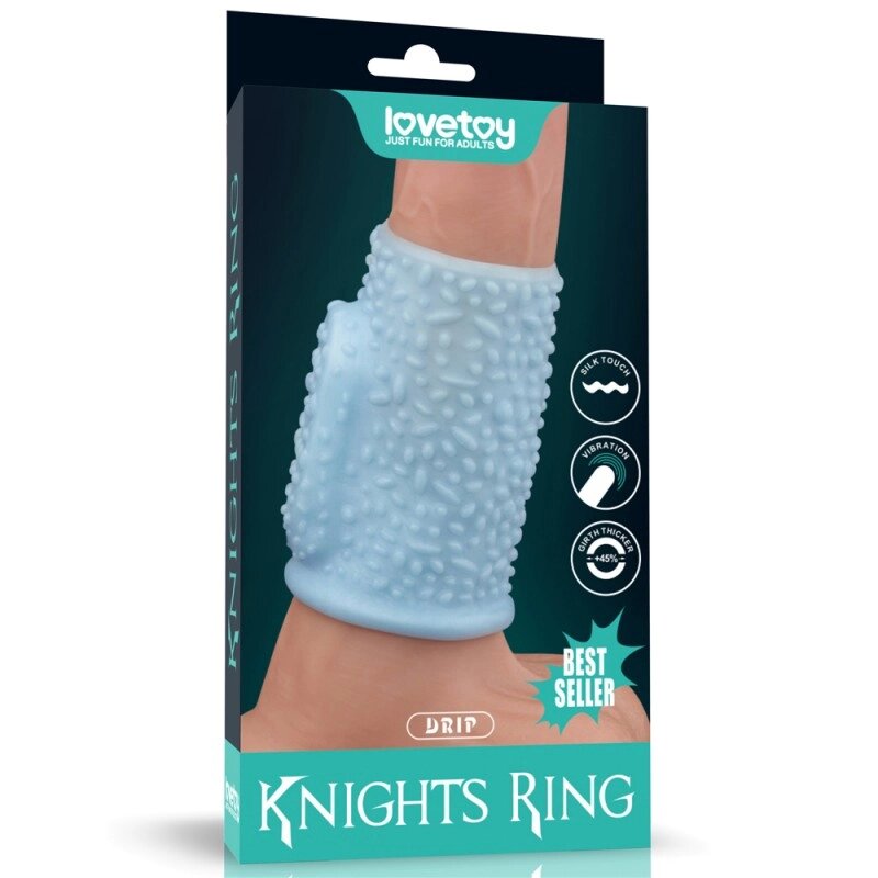 Насадка на пеніс Vibrating Drip Knights Ring Blue від компанії Elektromax - фото 1