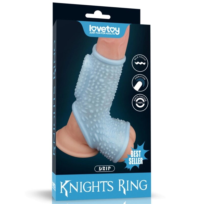 Насадка на пеніс Vibrating Drip Knights Ring with Scrotum Sleeve Blue від компанії Elektromax - фото 1