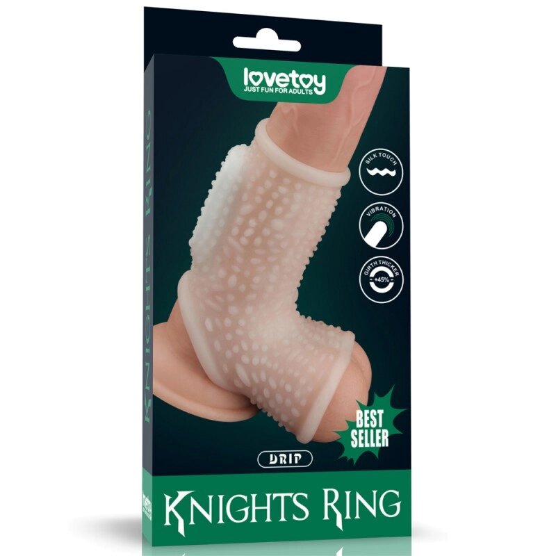 Насадка на пеніс Vibrating Drip Knights Ring with Scrotum Sleeve від компанії Elektromax - фото 1