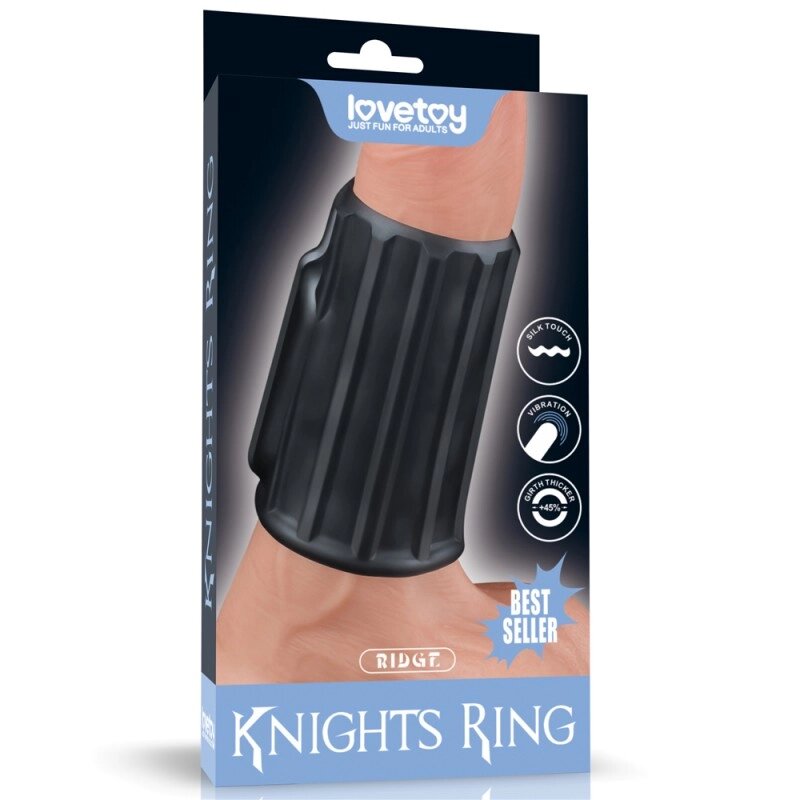 Насадка на пеніс Vibrating Ridge Knights Ring Black від компанії Elektromax - фото 1