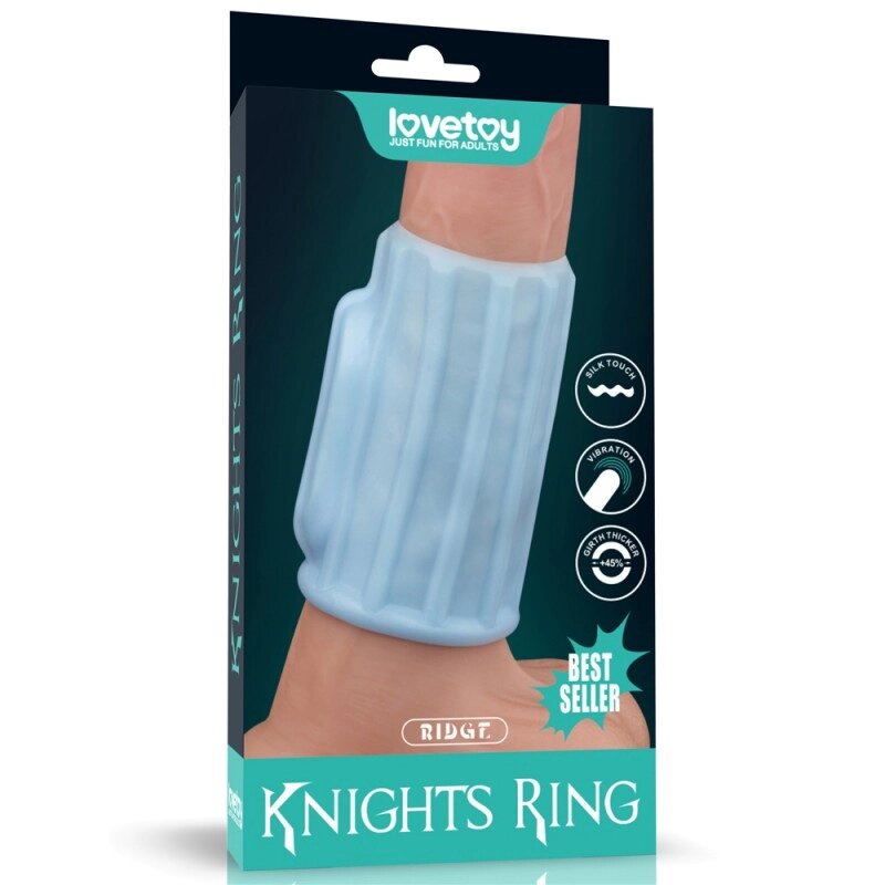 Насадка на пеніс Vibrating Ridge Knights Ring Blue від компанії Elektromax - фото 1