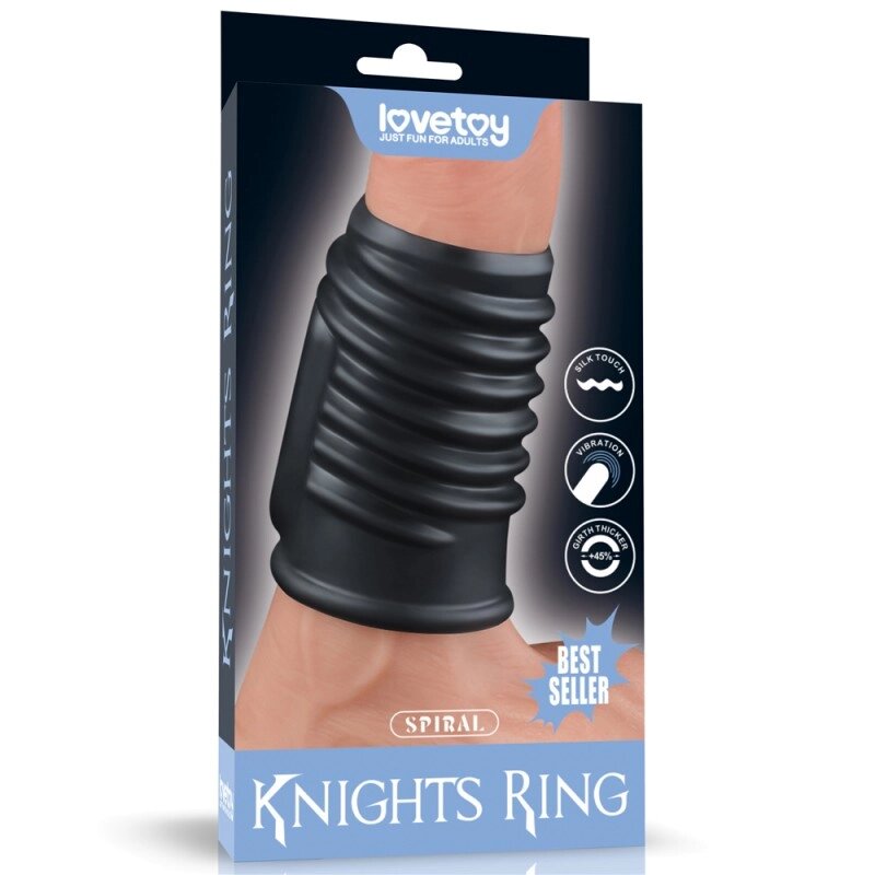 Насадка на пеніс Vibrating Spiral Knights Ring Black від компанії Elektromax - фото 1