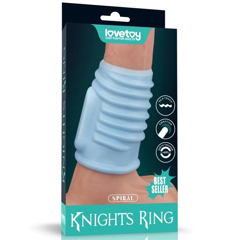 Насадка на пеніс Vibrating Spiral Knights Ring Blue від компанії Elektromax - фото 1