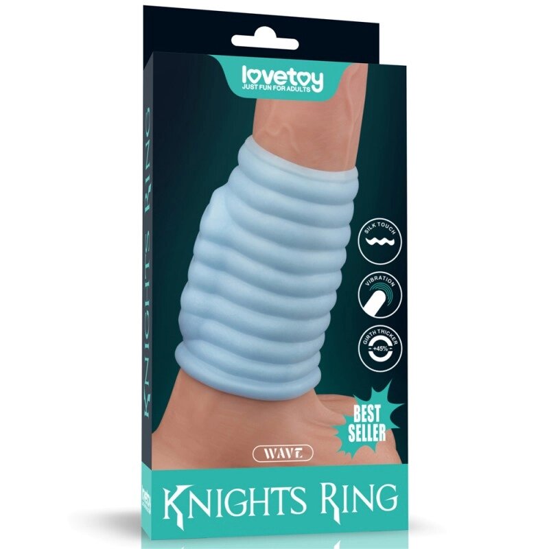 Насадка на пеніс Vibrating Wave Knights Ring Blue від компанії Elektromax - фото 1