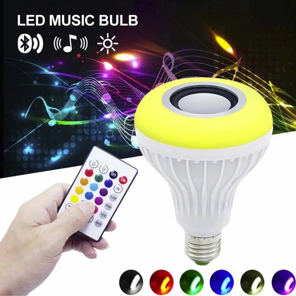 ОЧЕНКА! Музична LED-лампа з пультом LED Music Bulb Light (Плохе паковання, не працює Bluetooth 2317) від компанії Elektromax - фото 1