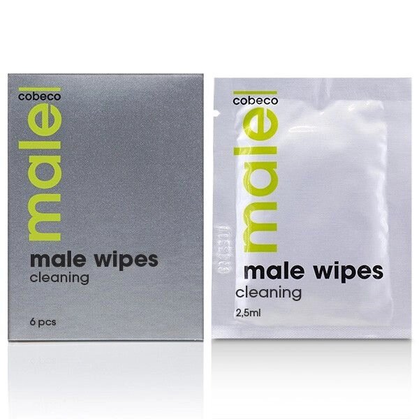 Очищаючі серветки для чоловіків Male Cobeco Wipes Cleaning, 6шт по 2.5мл від компанії Elektromax - фото 1
