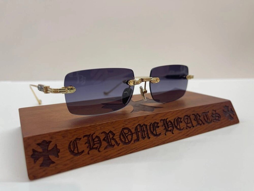 Окуляри Chrome Hearts Soffers 2 в золотистій оправі від компанії Elektromax - фото 1