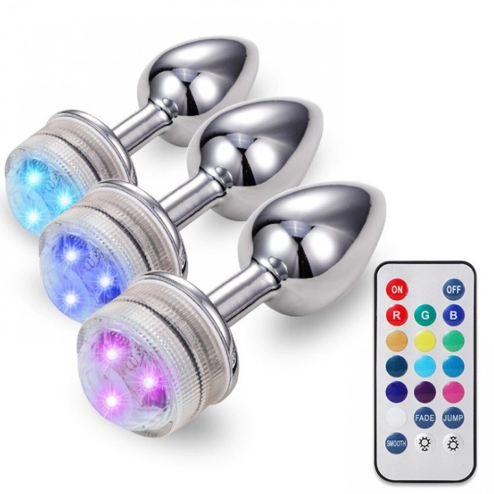 Особиста   пробка із пультом Led Rgb Remote Metal Anal Plug від компанії Elektromax - фото 1