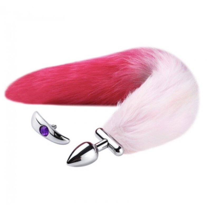 Особиста   пробка з пишним хвостом Deformable Fox Tail Metal Anal Plug Pink Red від компанії Elektromax - фото 1