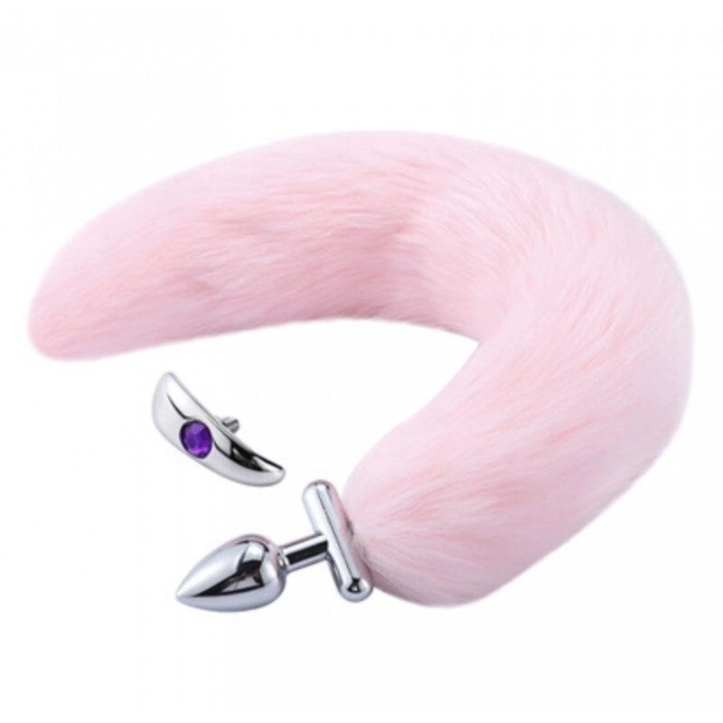 Особиста   пробка з пишним хвостом Deformable Fox Tail Metal Anal Plug Pink від компанії Elektromax - фото 1