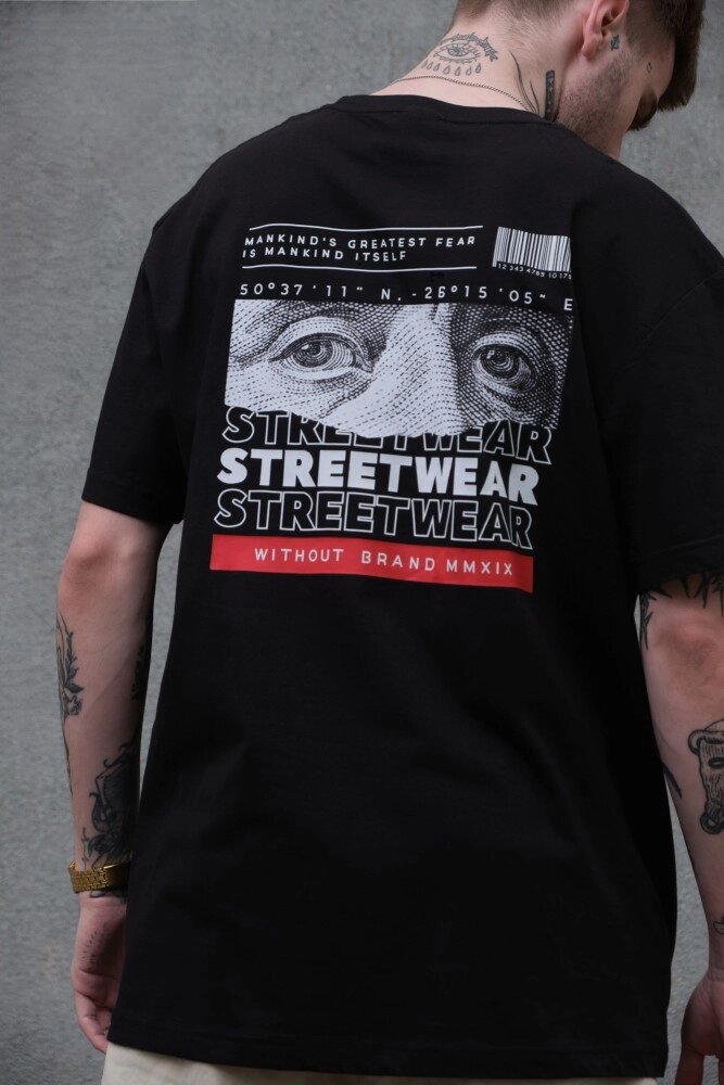 Оверсайз футболка з принтом Without streetwear black від компанії Elektromax - фото 1