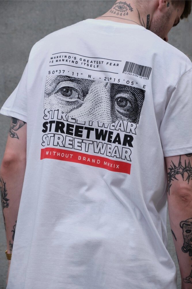 Оверсайз футболка з принтом Without streetwear white від компанії Elektromax - фото 1