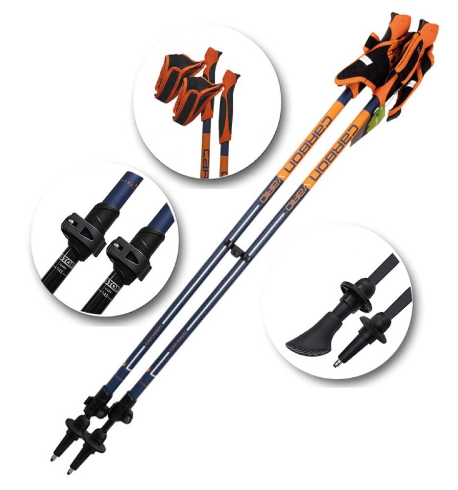 Палиці для скандинавської ходьби Birki Nordic Walking Carbon Vario 105-145 см blue/orange (XXNPOC214.870) від компанії Elektromax - фото 1