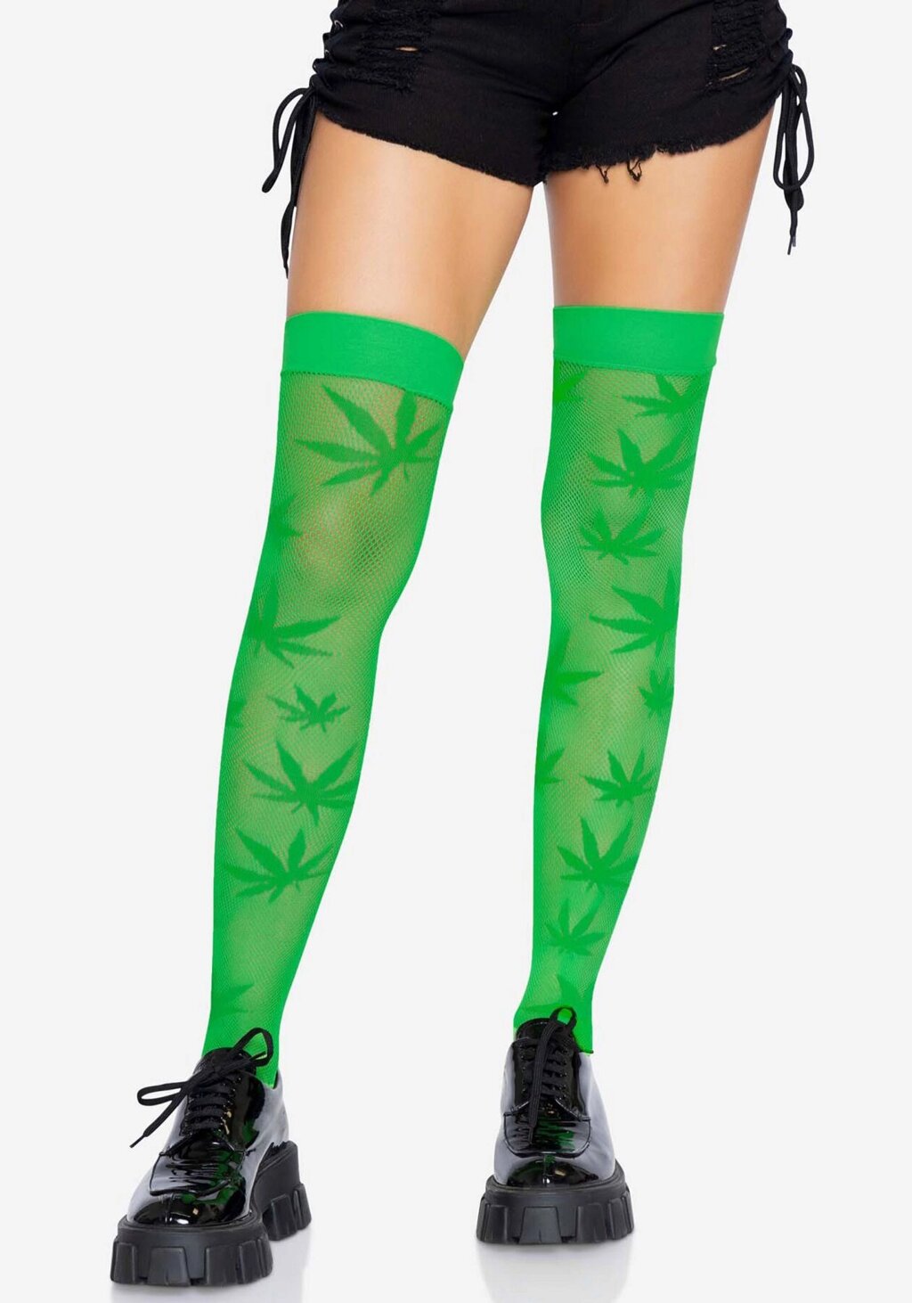 Панчохи з малюнком Leg Avenue 420 Net thigh highs Green від компанії Elektromax - фото 1