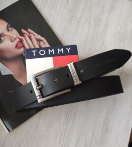 Шкіряний стильний ремінь Tommy Hilfiger black