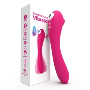Подвійний рожевий вібратор Bendable Sucking Vibrator