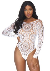 Еротичне боді-бодістокінг Leg Avenue Snap crotch thong back teddy White M/L в Києві от компании Elektromax