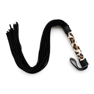 Флоггер бдсм чорного кольору з тигровою ручкою Handmade Leather Whip Props в Києві от компании Elektromax