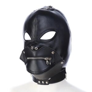 Шкіряна чорна маска з вирізами для очей і блискавкою Removable Zipper Mask в Києві от компании Elektromax
