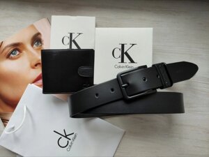 Шкіряний чоловічий набір Calvin Klein гаманець та ремінь black в Києві от компании Elektromax