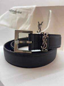 Жіночий чорний шкіряний ремінь YSL Yves Saint Laurent зі сріблястою пряжкою в Києві от компании Elektromax