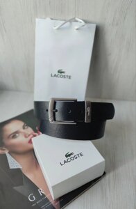 Чоловічий стильний шкіряний ремінь Lacoste black у фірмовій коробці та пакеті в Києві от компании Elektromax