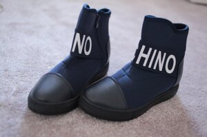 Жіночі снікерси черевики в стилі Moschino сині 36-39