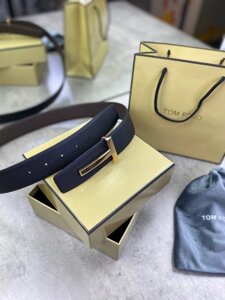 Ремінь чорний Tom Ford Reversible чорного кольору із золотою пряжкою r144