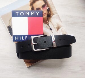 Шкіряний чоловічий ремінь Tommy Hilfiger чорний